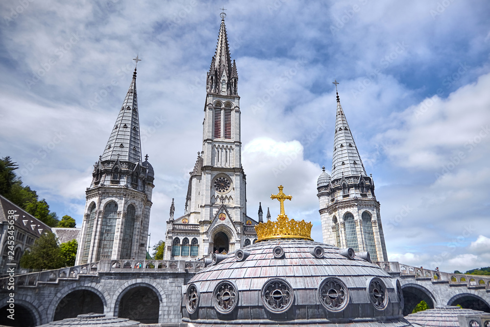 Lourdes, France: The Sanctuary of Our Lady of Lourdes is one of the largest pilgrimage centers in Europe Lourdes, France: The Sanctuary of Our Lady of Lourdes is one of the largest pilgrimage centers in Europe