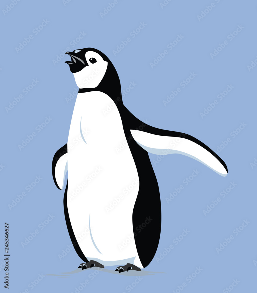Fototapeta premium mały pingwin, płaski obrazek