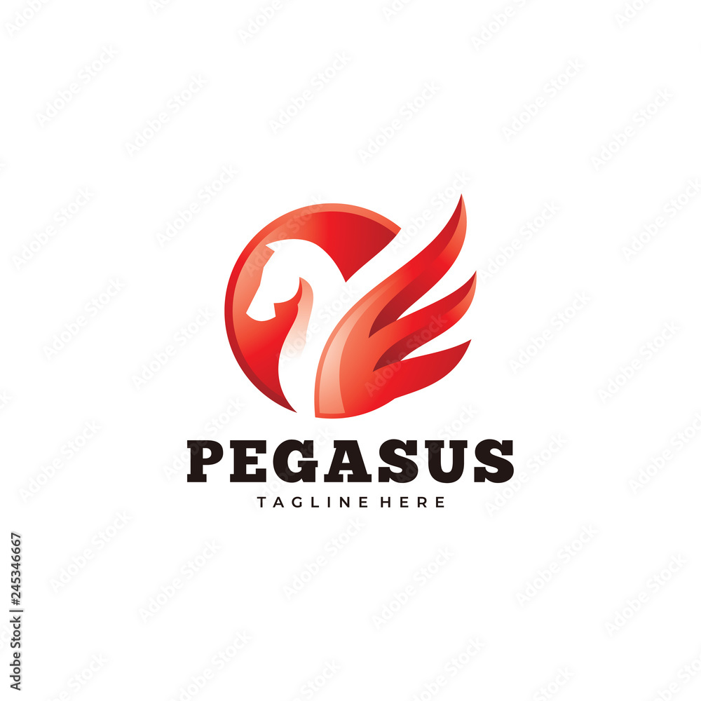 Modern Pegasus Logo, Horse and Wing Vector Icon Modern Pegasus Logo, Horse and Wing Vector Icon