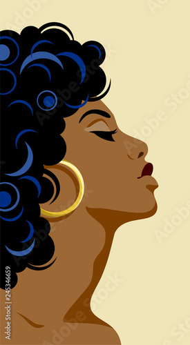 Flat portrait of a beautiful dark-skinned girl