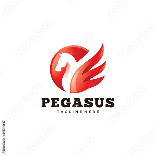 Modern Pegasus Logo, Horse and Wing Vector Icon