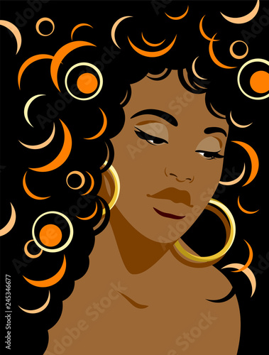 Flat portrait of a beautiful dark-skinned girl