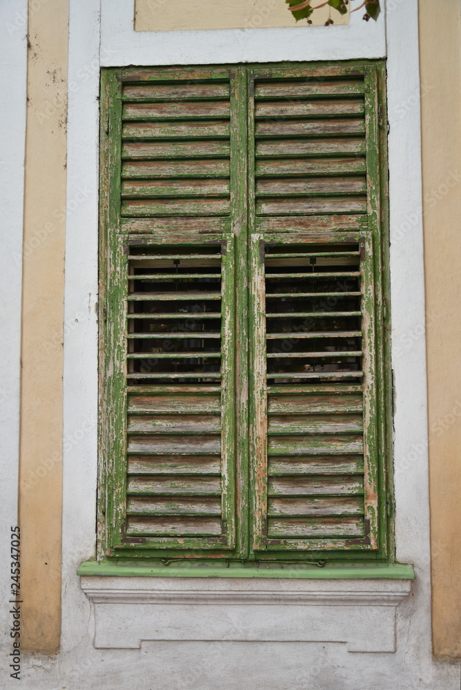Rustic wooden window shuters