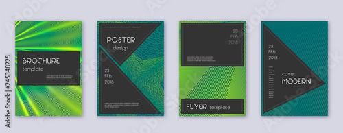 Black brochure design template set. Green abstract