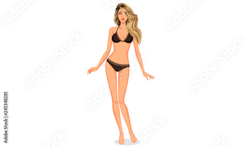 Stylish beautiful blonde model standing posing for dress up