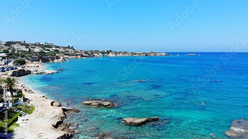 Crete aerial beach, blue sea and lagoon panorama