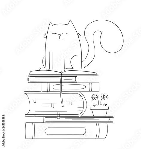 Cute cat draw illustration....