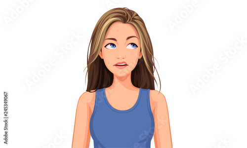 Vector illustration of beautiful teenage girl with different facial expression 2
