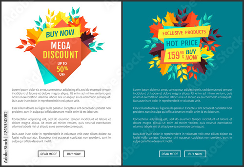 Mega Discount Hot Price Set Vector Illustration
