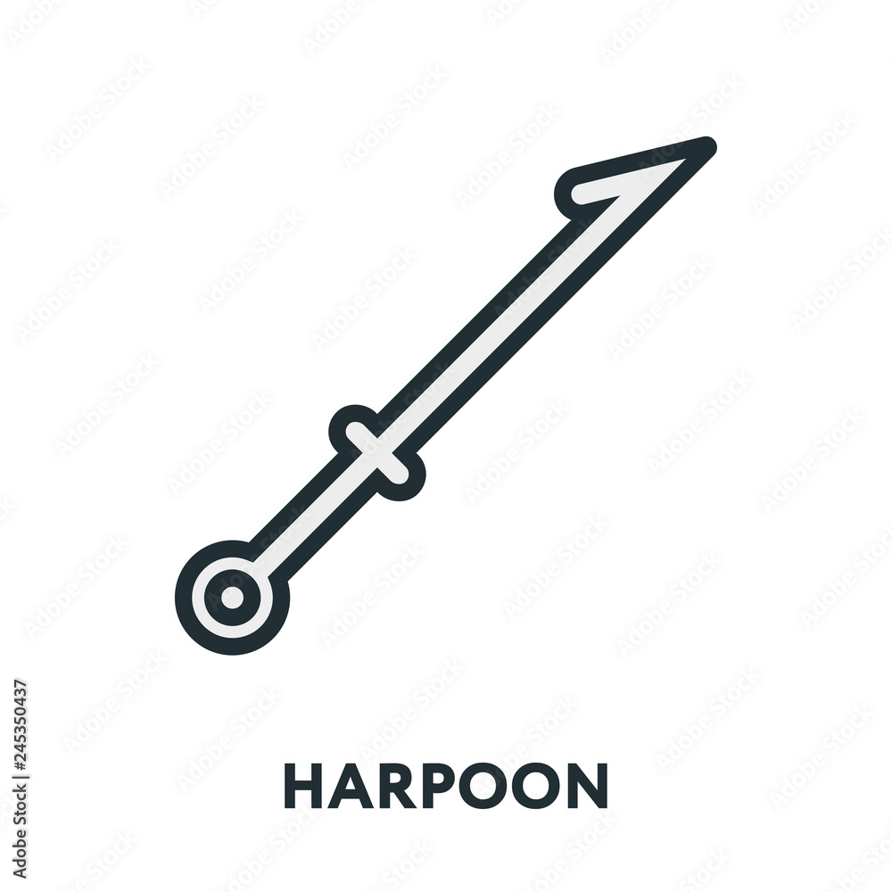 Harpoon Weapon. Vector Flat Line Stroke Icon. Harpoon Weapon. Vector Flat Line Stroke Icon.