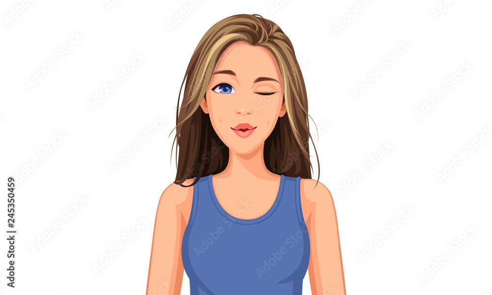 Vector illustration of beautiful teenage girl with different facial expression 11 Vector illustration of beautiful teenage girl with different facial expression 11