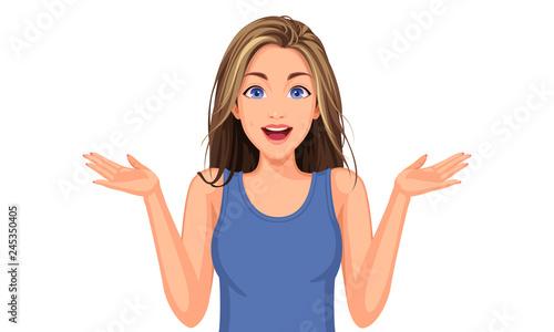 Vector illustration of beautiful teenage girl with different facial expression 7