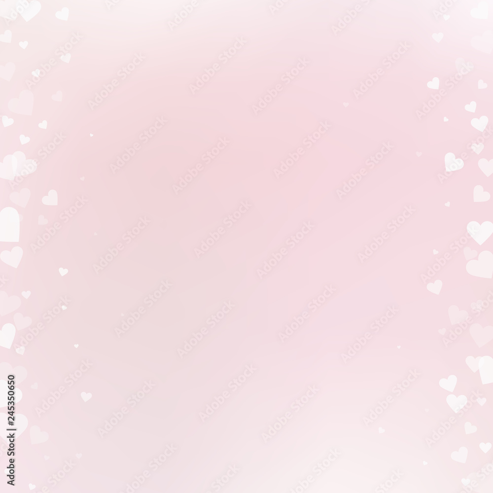 White heart love confettis. Valentine's day border White heart love confettis. Valentine's day border