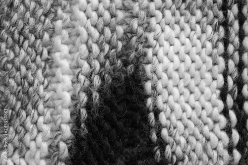 black and white knitted knit fabric