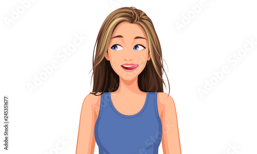 Vector illustration of beautiful teenage girl with different facial expression 12