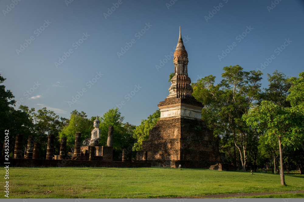 Sunrise in Sukhothai historical park, Thailand, UNESCO