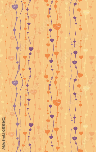 Abstract seamless background of hearts hanging from ropes © alexmu