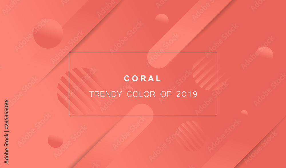 Fototapeta premium Coral trendy color of 2019. Gradient geometric dynamic abstract background. Modern minimal texture for layout, banner, poster, flyer, card, web design. Vector eps10.