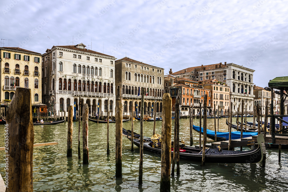 Venice gondolas, Italy. Grand canal