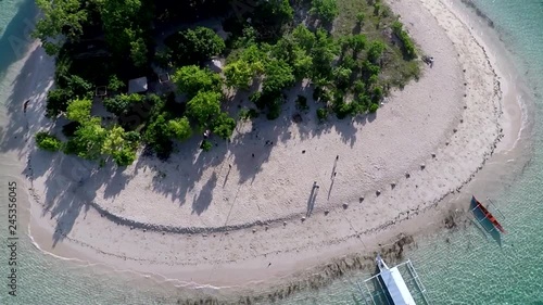 Drone Shot White Sand Island Beach in the Philippines. photo
