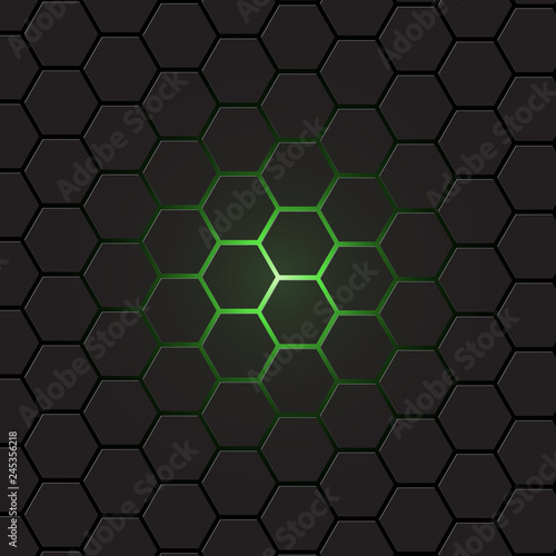 Dark gray hexagon background, vector