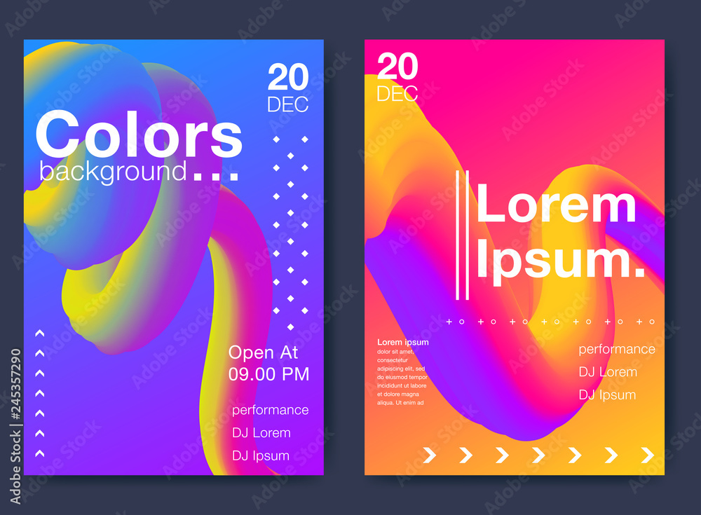 Naklejka premium Colorful abstract liquid and fluid poster and cover design. Minimal geometric pattern gradients backgrounds
