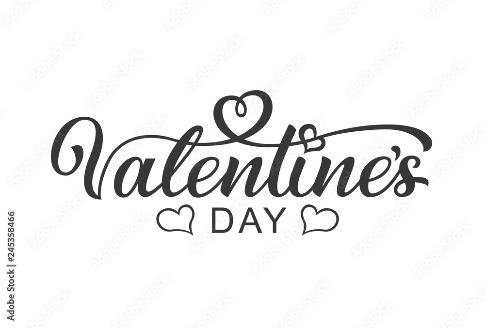 Ready design calligraphic, hand lettering happy valentines day. Vector Illustration. - Vector