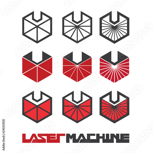  Iliumustration consisting of  CNC machine images in the form of a symbol or logo. Laser cutting, engraving.