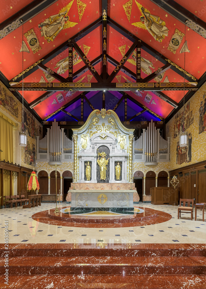 Altar and sanctuary inside the historic Cathedral Basilica of St. Augustine in St. Augustine, Florida