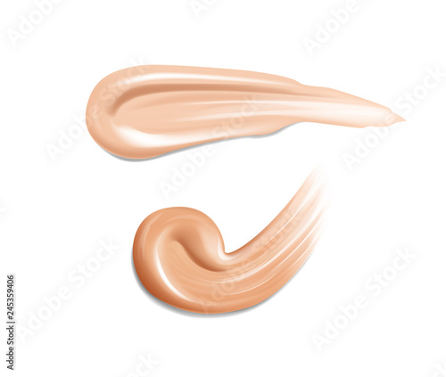 Cosmetic, lipstick make up liquid foundation texture smudges. Beige Foundation Makeup Smear. Tones Strokes.