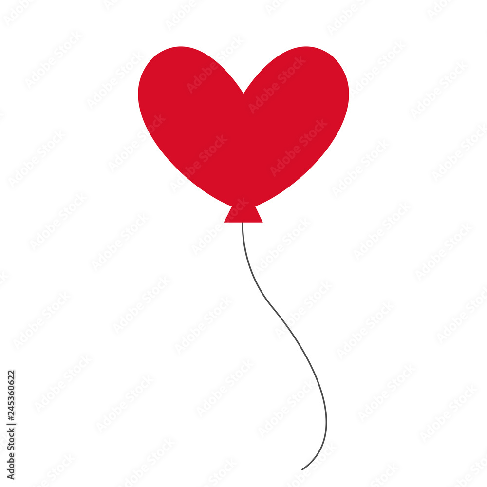 Red balloon heart love vector icon vector valentine isolated 