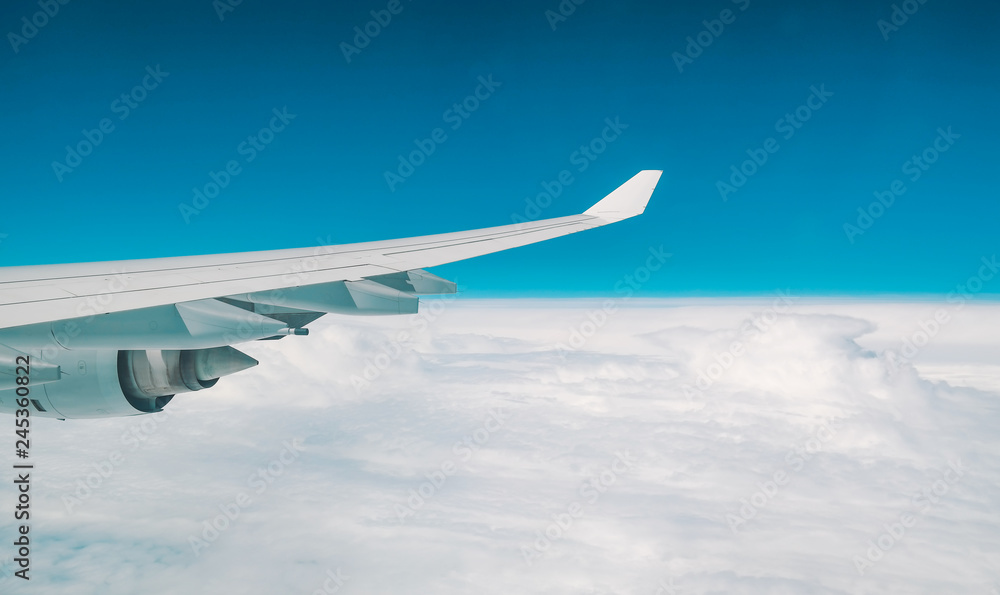 aerial view, airplane in the sky aerial view, airplane in the sky