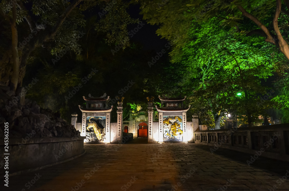 Old vietnamese temple at night