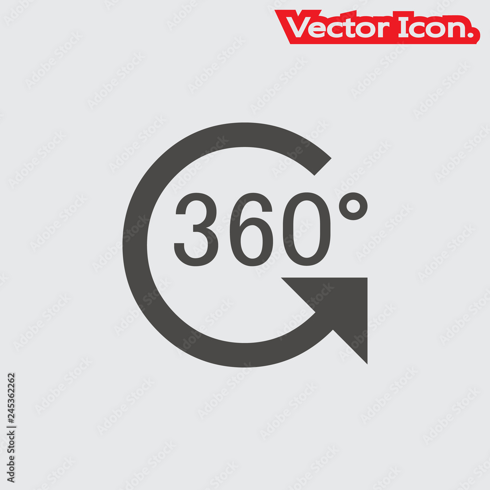Angle 360 degrees icon isolated sign symbol and flat style for app, web and digital design. Vector illustration. Angle 360 degrees icon isolated sign symbol and flat style for app, web and digital design. Vector illustration.