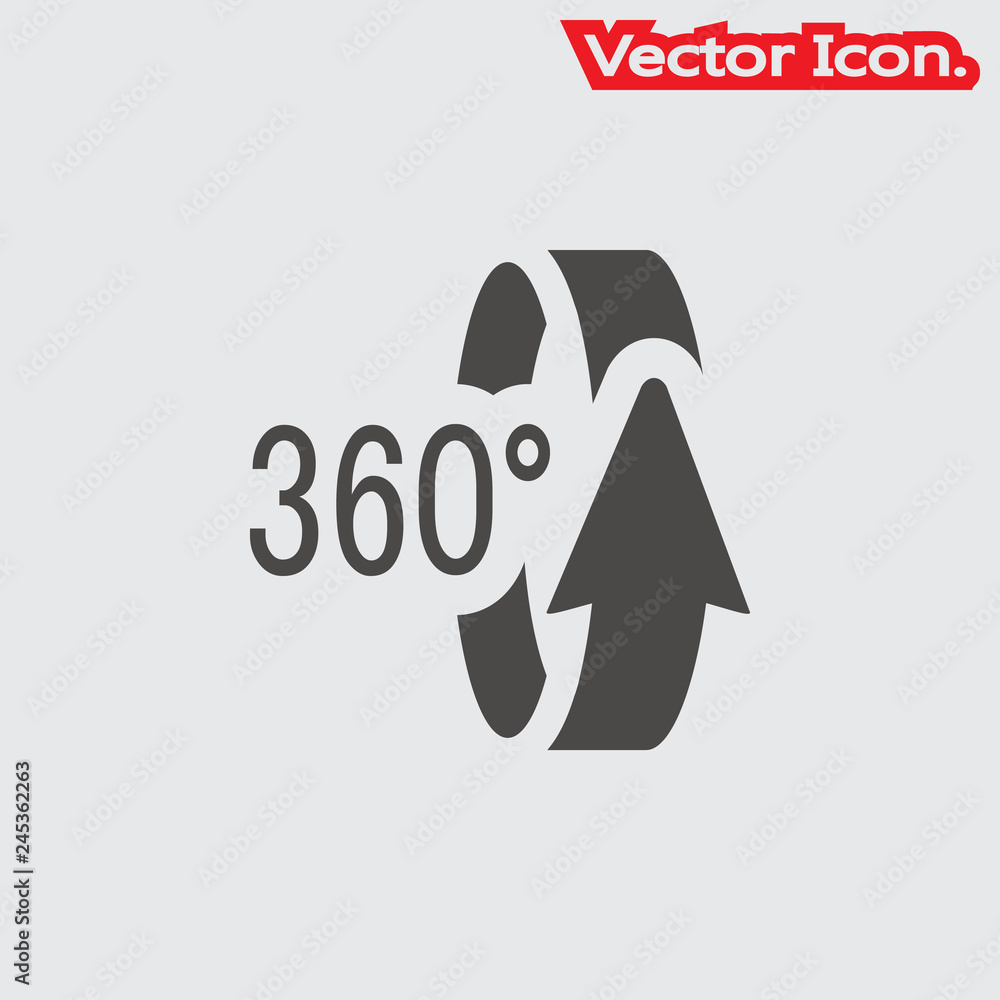 Angle 360 degrees icon isolated sign symbol and flat style for app, web and digital design. Vector illustration. Angle 360 degrees icon isolated sign symbol and flat style for app, web and digital design. Vector illustration.