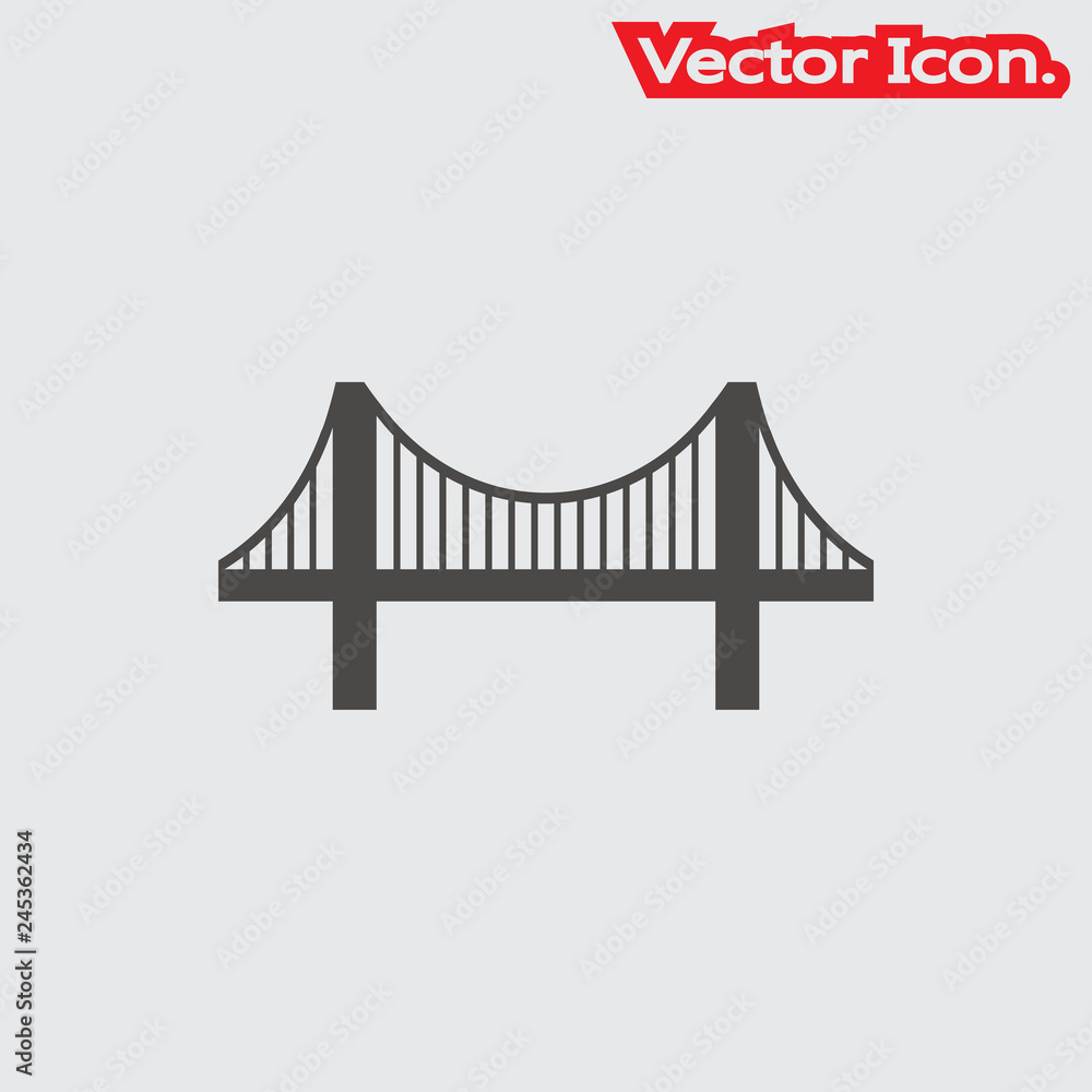Bridge icon isolated sign symbol and flat style for app, web and digital design. Vector illustration.