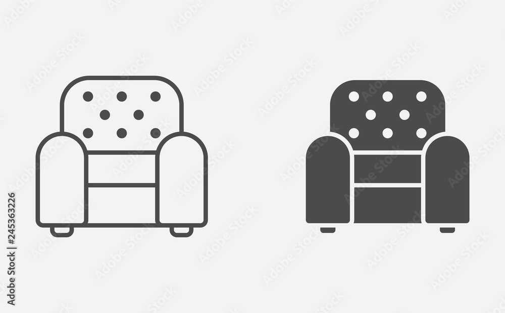 Armchair filled and outline vector icon sign symbol Armchair filled and outline vector icon sign symbol
