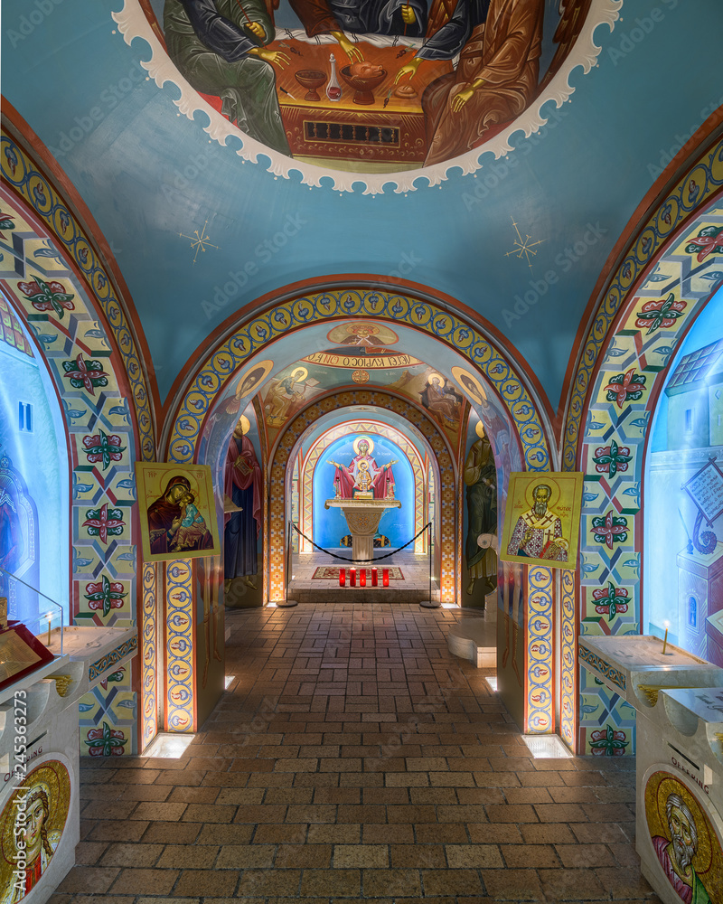 Interior of St. Photios Greek Orthodox Shrine in St. Augustine, Florida