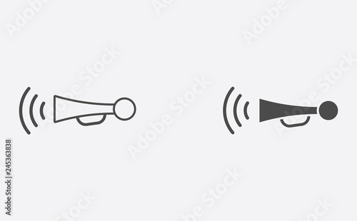 Car horn filled and outline vector icon sign symbol