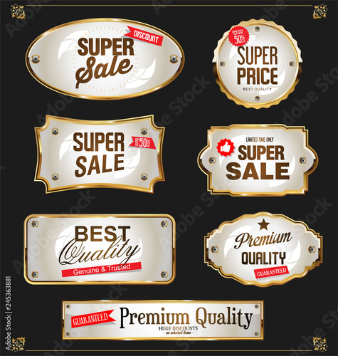 Golden sale labels retro vintage design collection