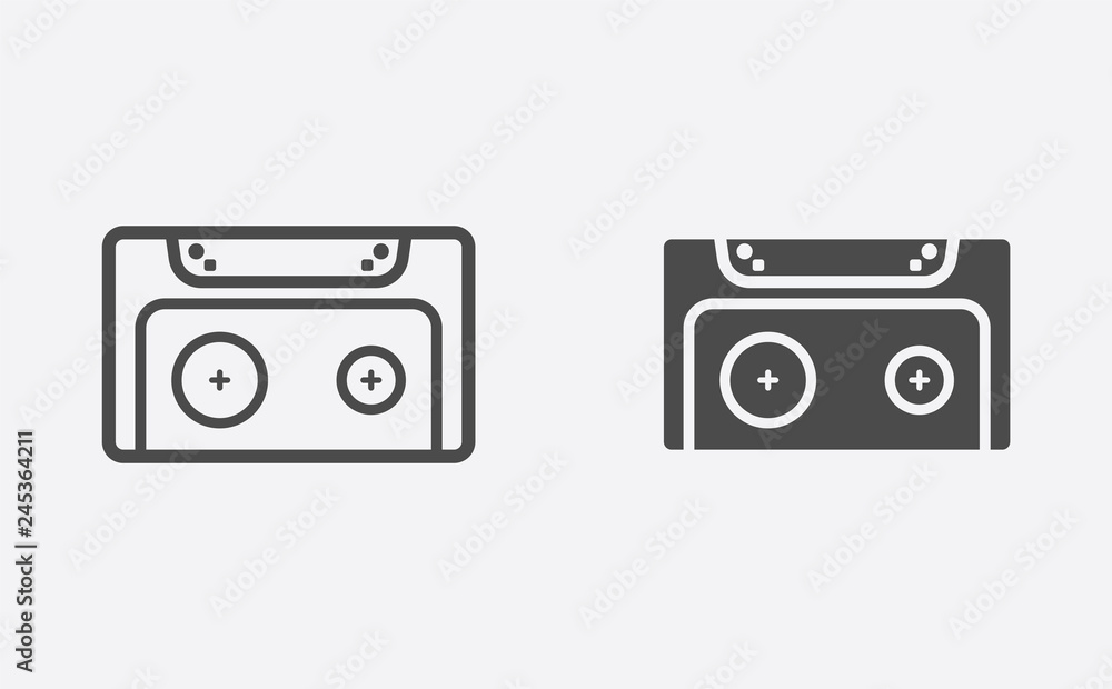 cassette filled and outline vector icon sign symbol cassette filled and outline vector icon sign symbol
