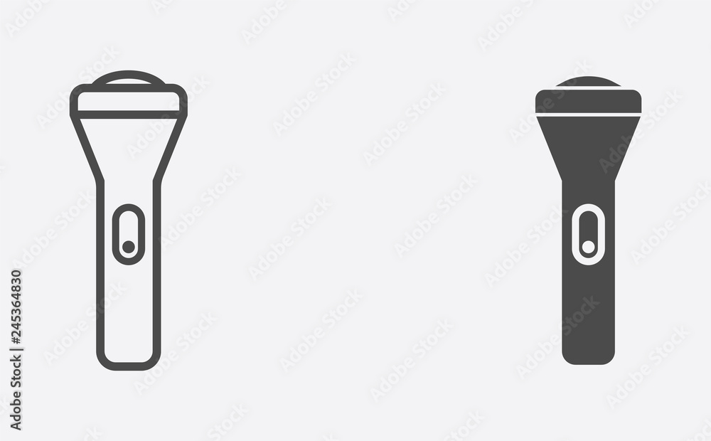 Flashlight filled and outline vector icon sign symbol Flashlight filled and outline vector icon sign symbol