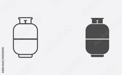 Gas cylinder filled and outline vector icon sign symbol