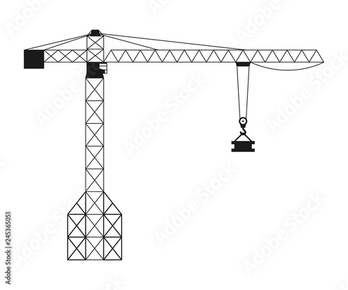 Construction crane. Equipment in icon. Vector illustration isolated on white background