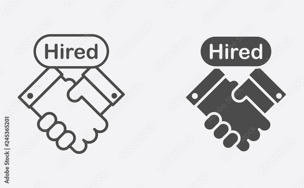 Hired filled and outline vector icon sign symbol Hired filled and outline vector icon sign symbol