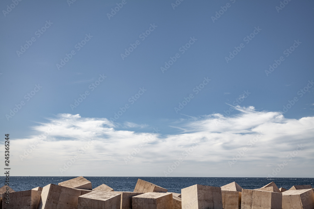  Seascape. View from the breakwater, strengthening the coast.