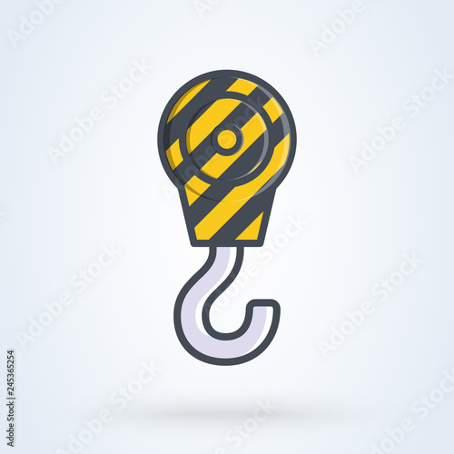 Crane and hook logo line art design template vector illustration