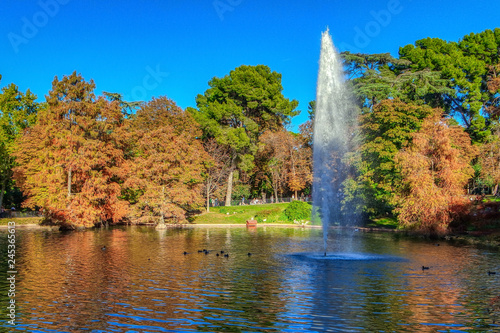 Obraz na płótnie Landscape of Retiro Park, Madrid, Spain w salonie