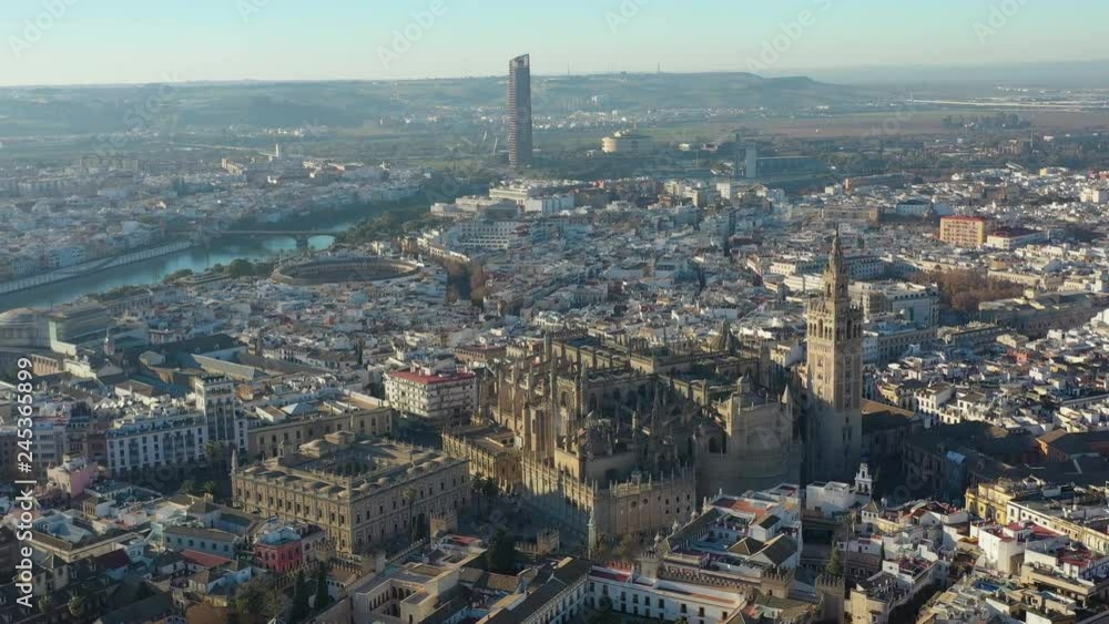 custom made wallpaper toronto digitalAerial view of cityscape of Seville, famous European historic city and capital of Andalusia, Seville Cathedral (Cathedral of Saint Mary of the See) - landscape panorama of Spain from above, Europe