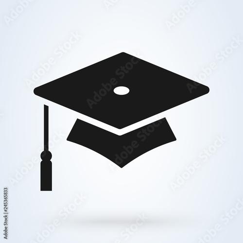 Graduation cap vector icon. hat symbol isolated background